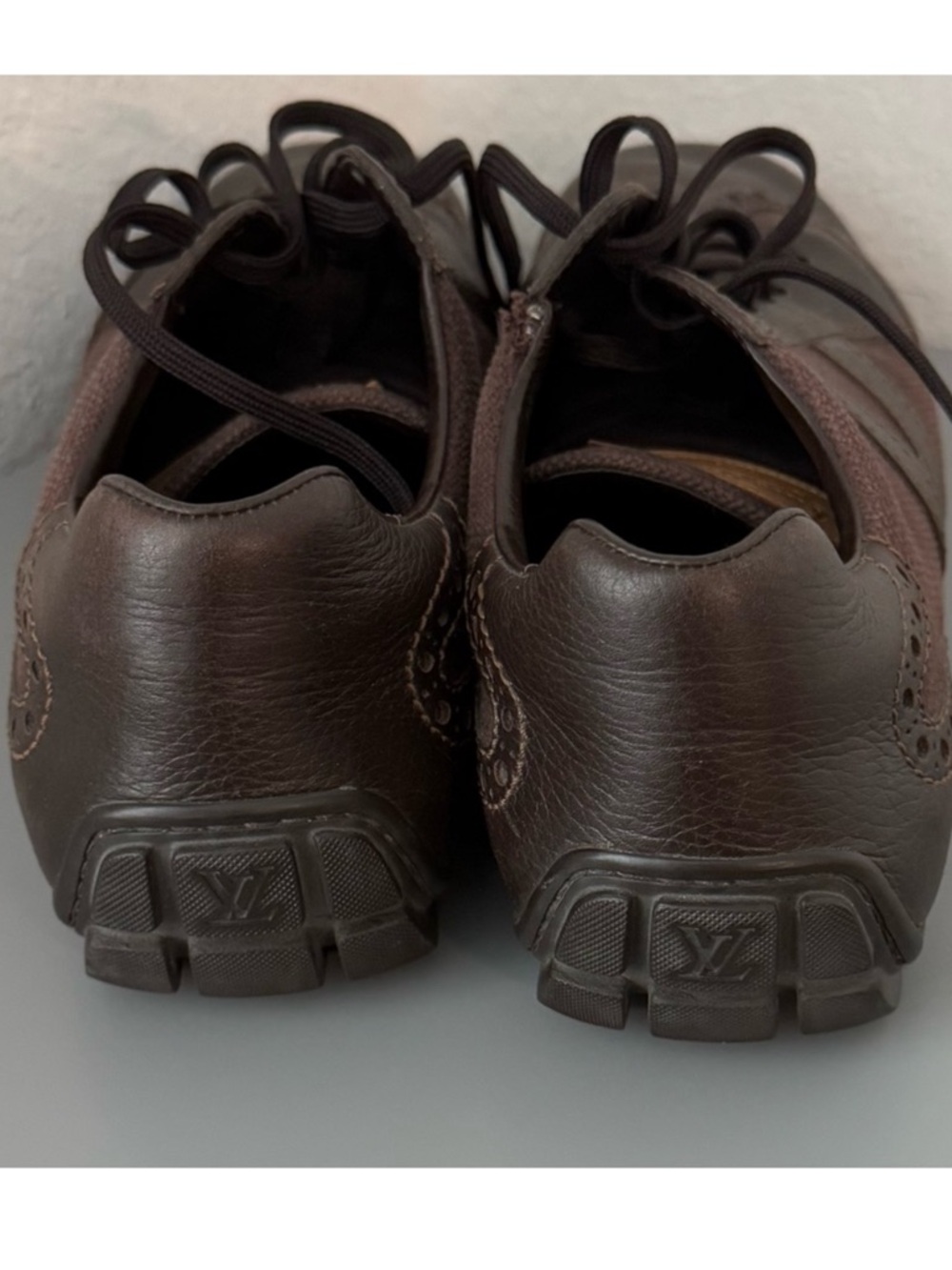 Louis Vuitton Men's Dark Brown Mixed-Material Sneakers size 10.5 - Picture 5 of 16
